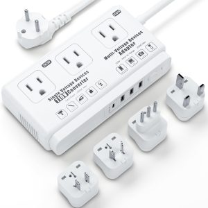 220v to 110v Travel Voltage Converter: International Universal Voltage Converter US to Europe Power Strip Plug Transformer - 2000W Electric Hair Dryer Step Down Outlet Converters for European UK EU